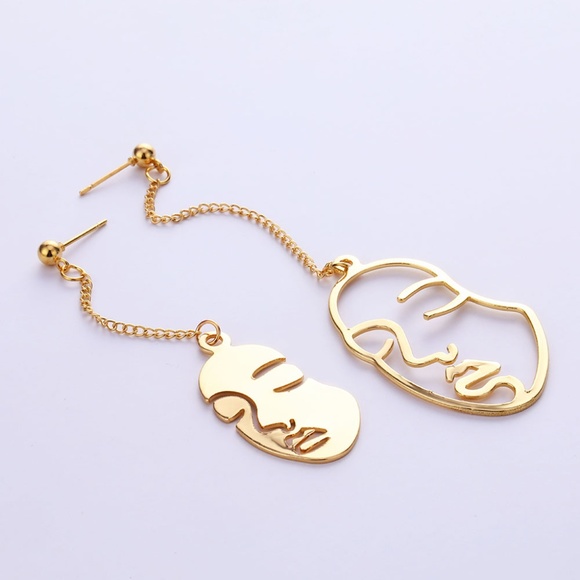 Urban Outfitters Jewelry - Neutral Face Abstract Retro Picasso Artsy Earrings
